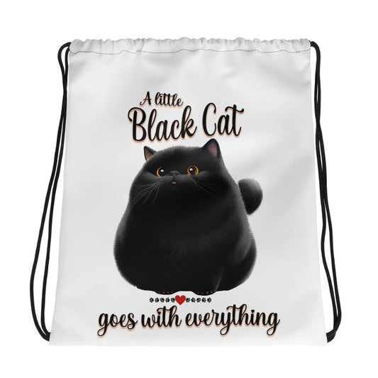 Black Cat Drawstring bag