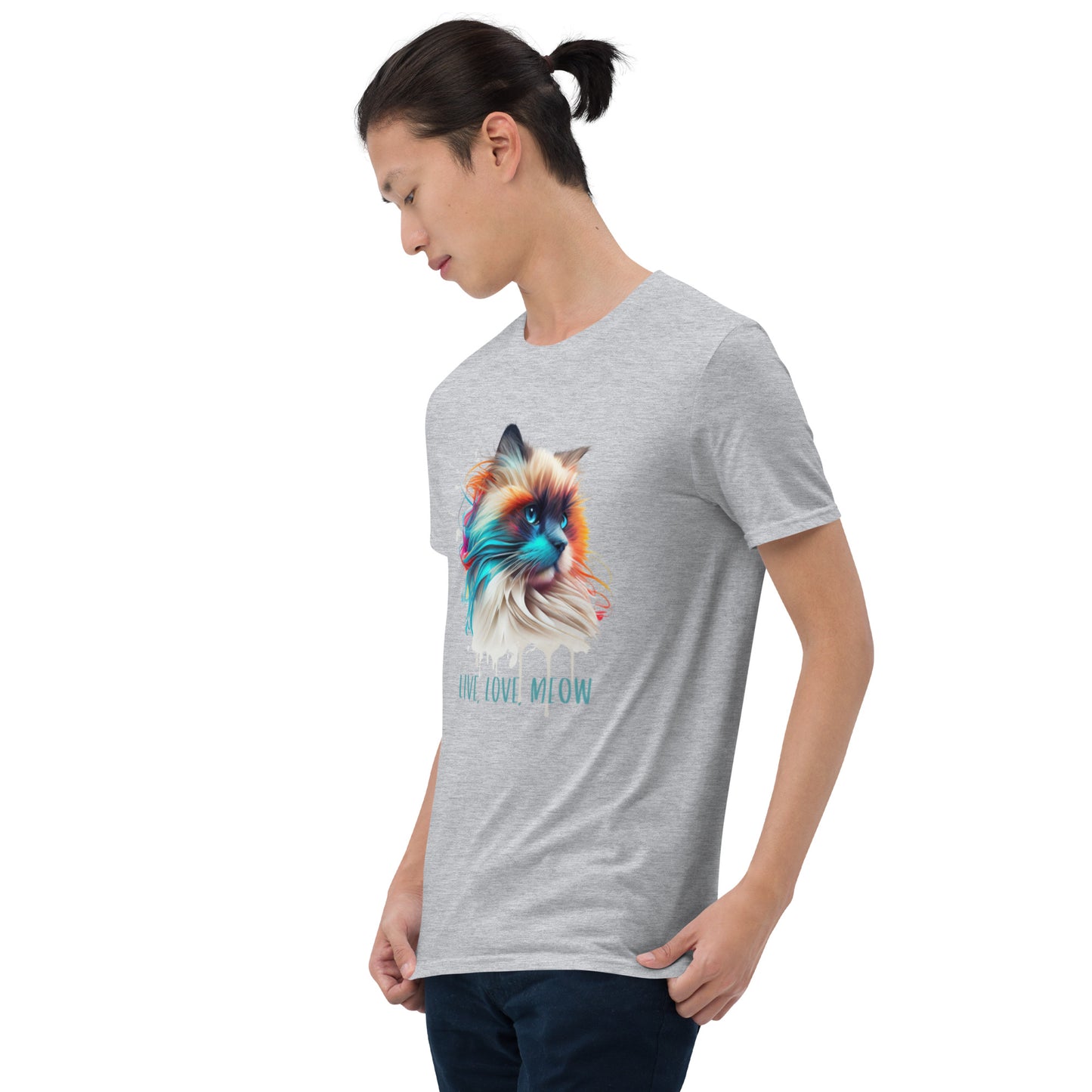 Unisex Colorful Cat Short Sleeve T-Shirt