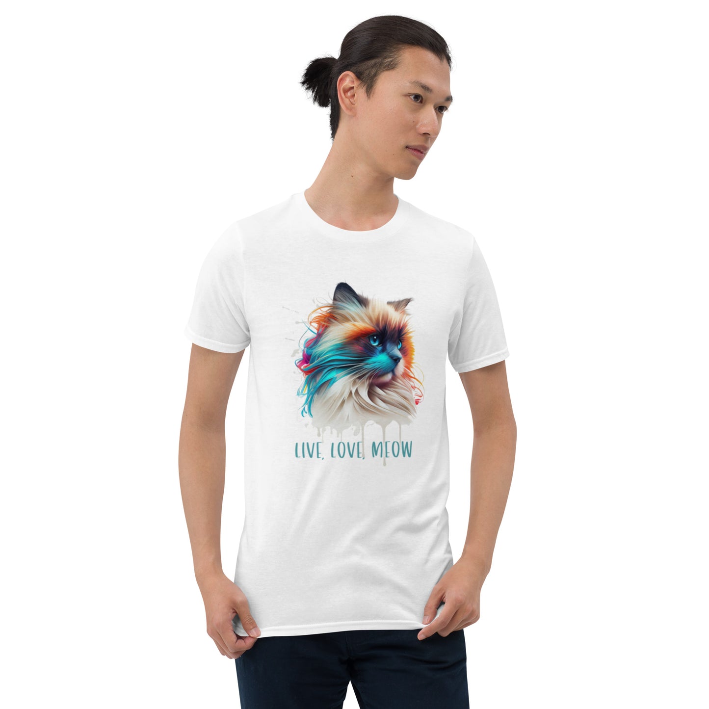 Unisex Colorful Cat Short Sleeve T-Shirt