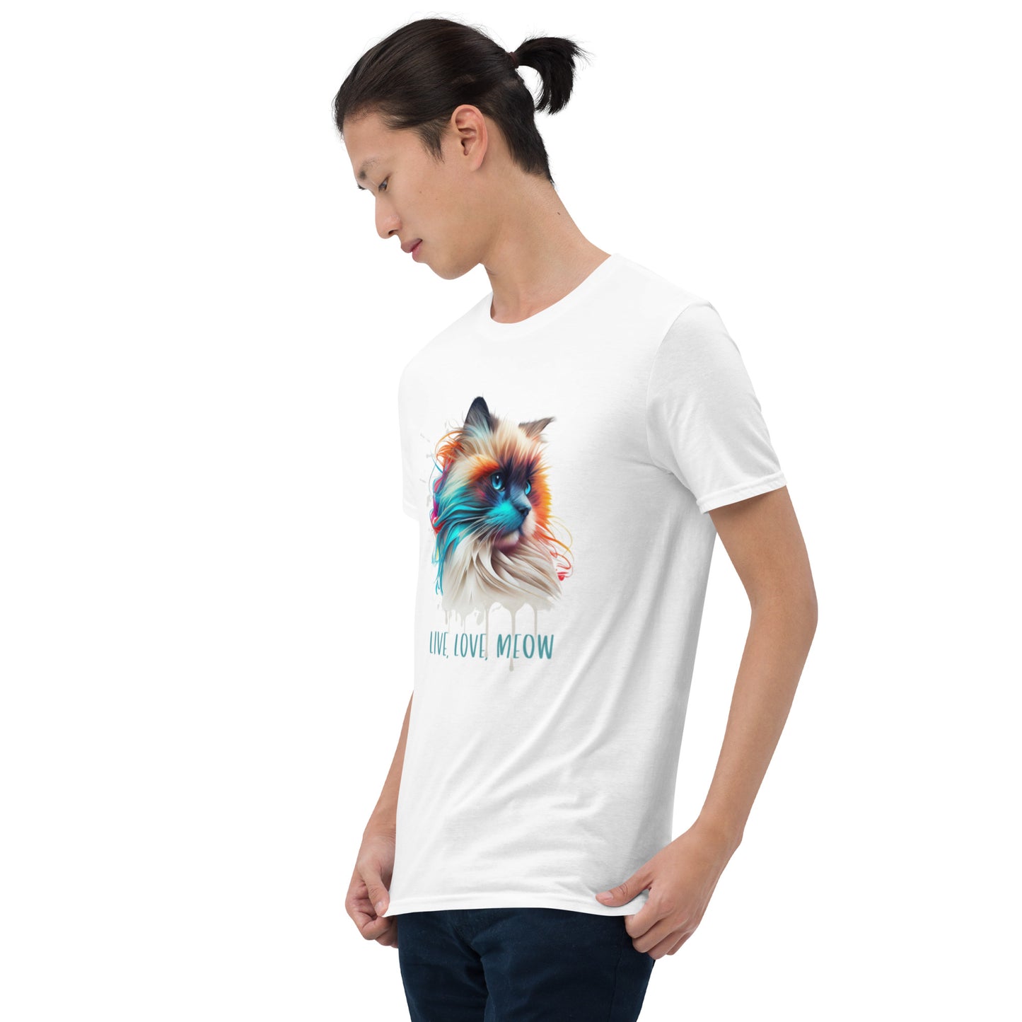 Unisex Colorful Cat Short Sleeve T-Shirt